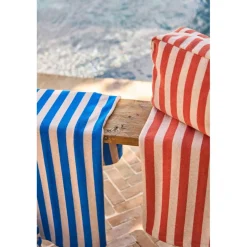 Trousse de toilette en coton rayée corail et blanc - Palma