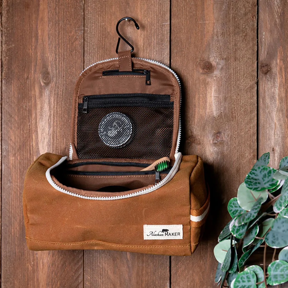 Trousse de toilette en tissu moutarde recycleée - Kenai