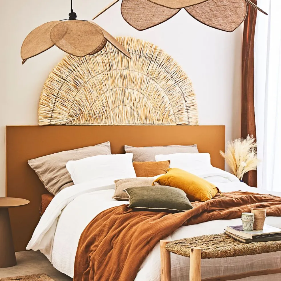 Tête de lit demi-cercle en feuille de palmier 160x80cm - flora gipsy