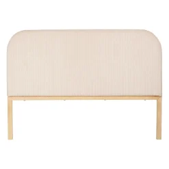 Tête de lit en tissu côtelé et hévéa écru 140x100cm - Minimal