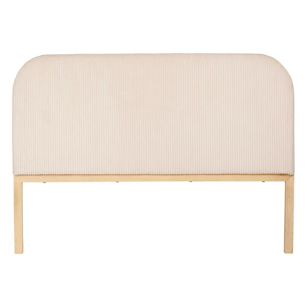 Tête de lit en tissu côtelé et hévéa écru 140x100cm - Minimal