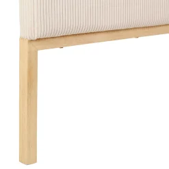 Tête de lit en tissu côtelé et hévéa écru 140x100cm - Minimal