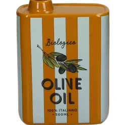 Vase à rayures d'huile d'olive en faïence multicolore 13x5.5x17cm