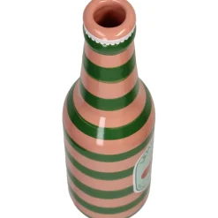 Vase bouteille orange faïence fine d6.5xh24cm