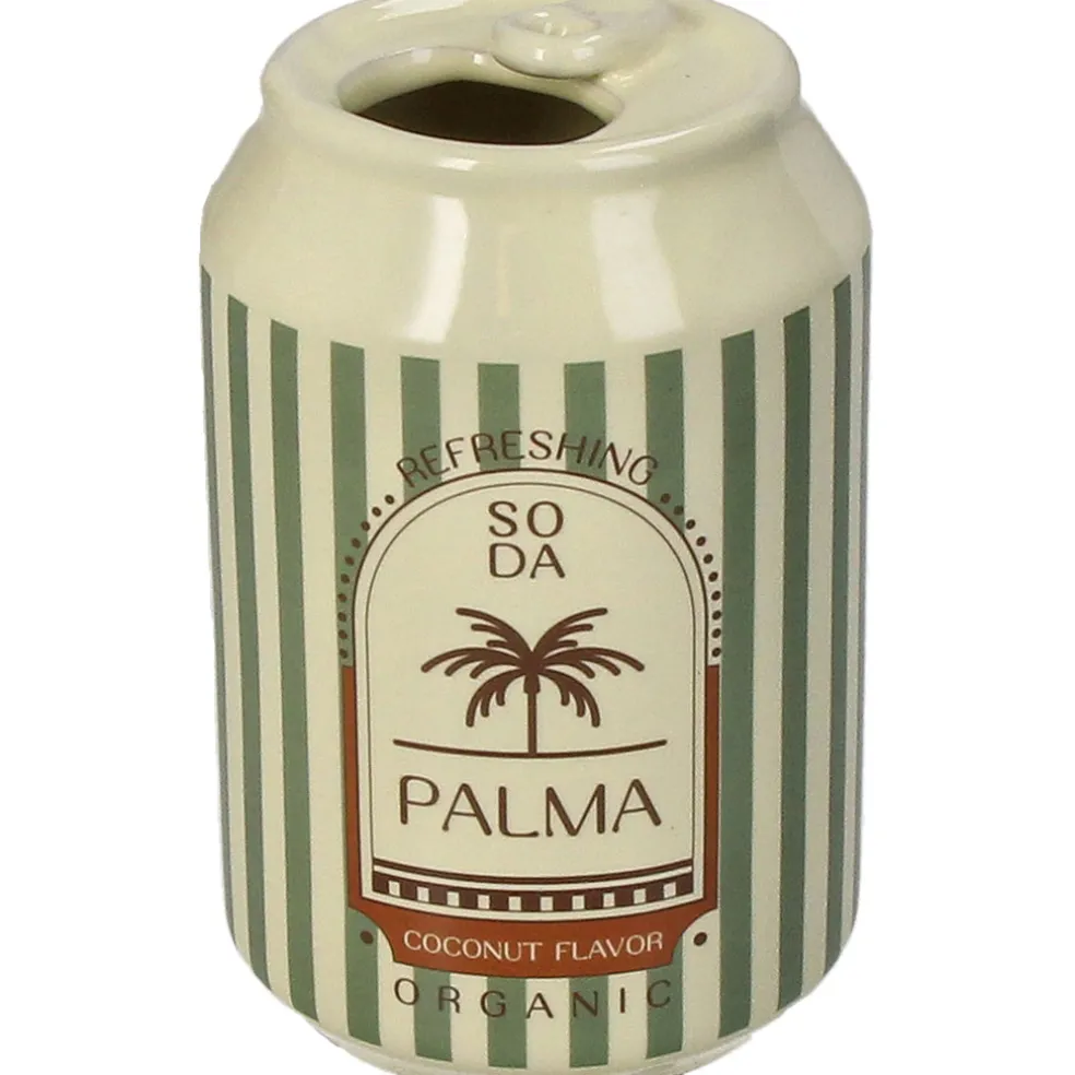 Vase canette de soda en faïence vert h11cm