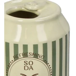 Vase canette de soda en faïence vert h11cm