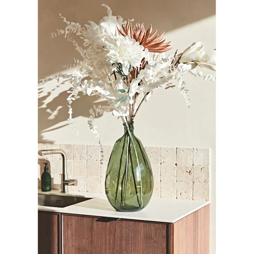 Vase colibri sauge d26xh47cm verre recyclé