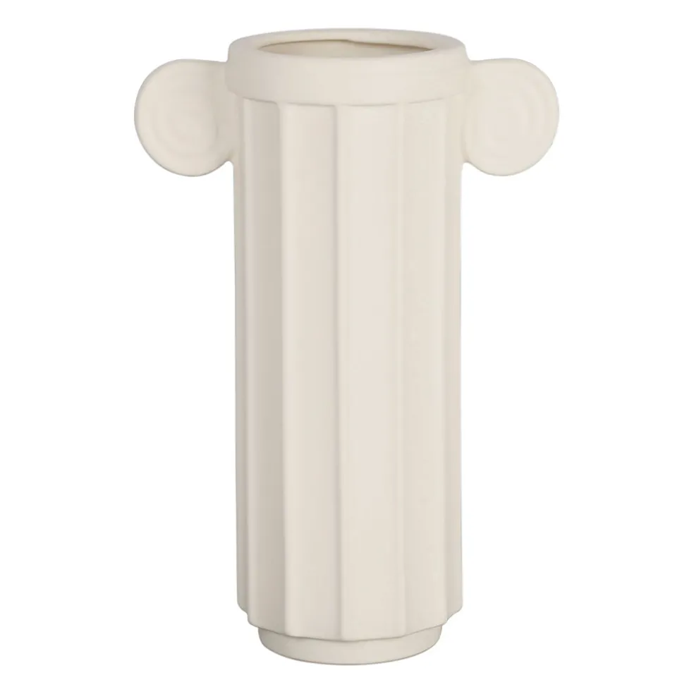 Vase colonne en grès blanc h35cm - Greeka