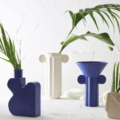 Vase colonne en grès blanc h35cm - Greeka