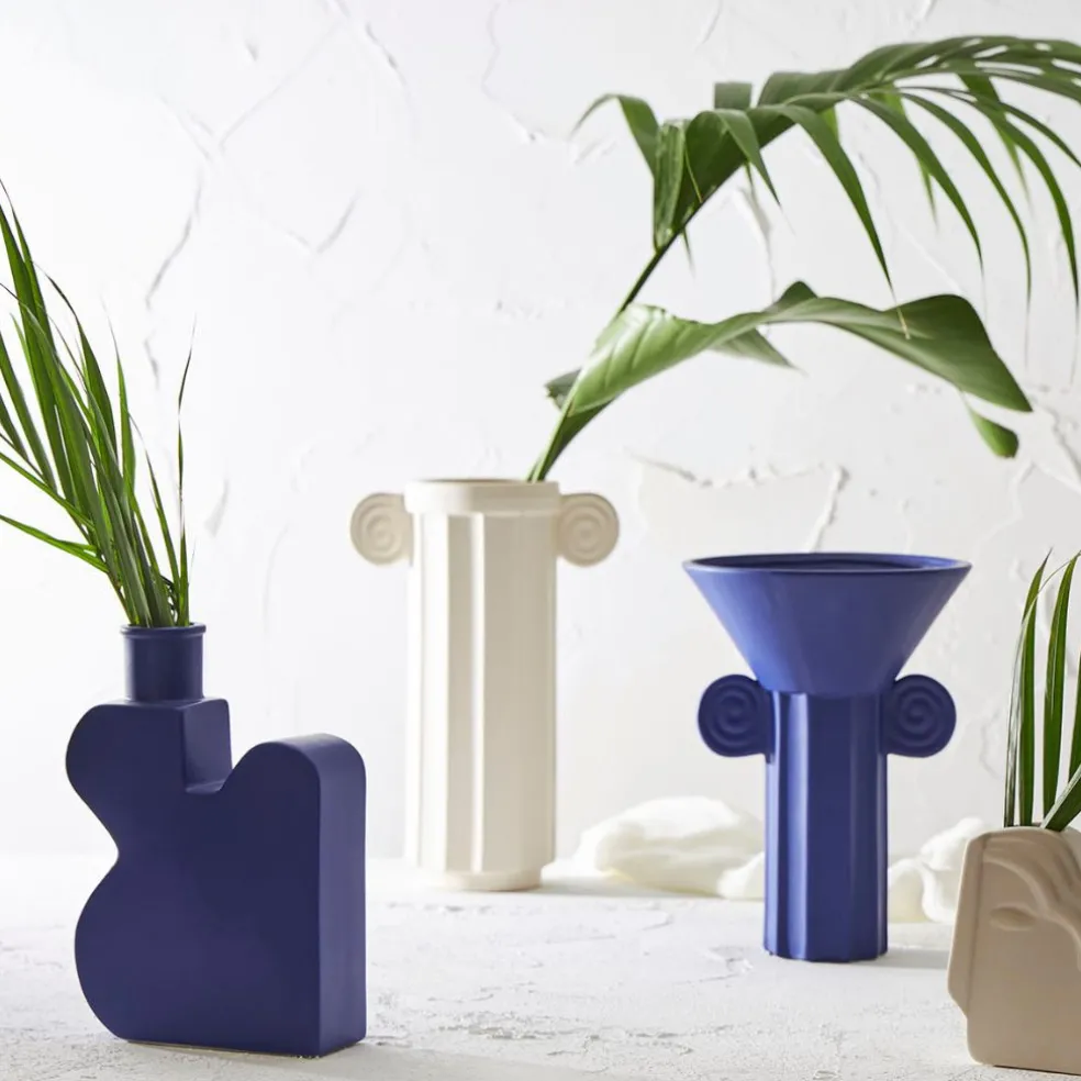 Vase colonne en grès blanc h35cm - Greeka