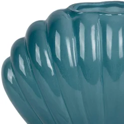 Vase coquillage en verre bleu h14.5cm - Leucie