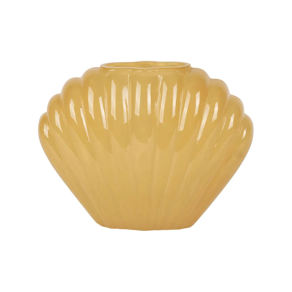 Vase coquillage en verre ocre h14.5cm - Leucie