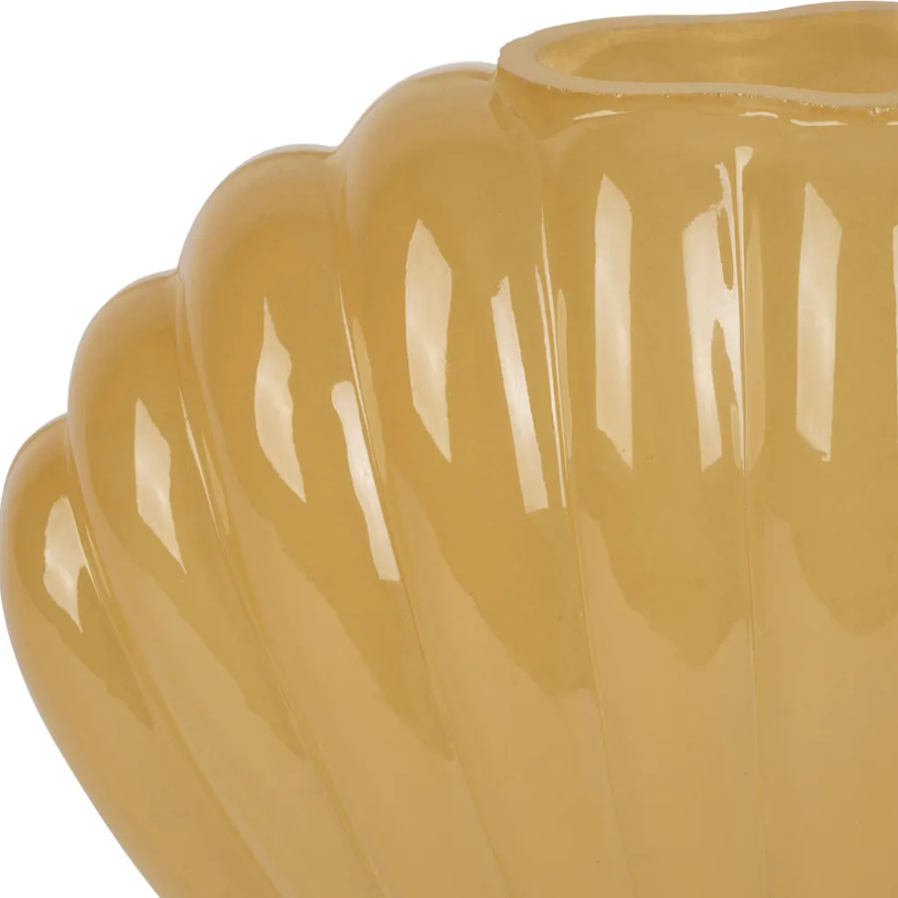 Vase coquillage en verre ocre h14.5cm - Leucie
