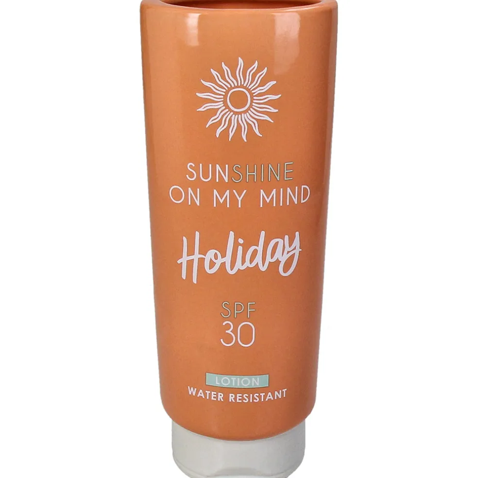 Vase crème solaire en faïence orange h20cm