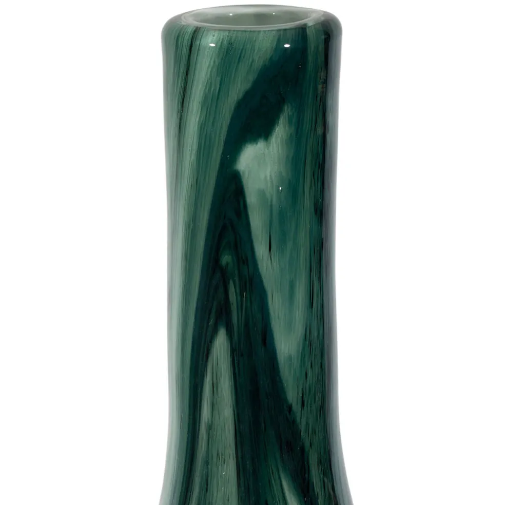 Vase dame-jeanne en verre vert et blanc h50cm - Silicio