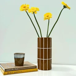 Vase en céramique ocre h23cm