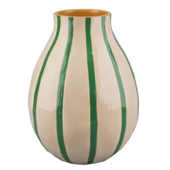 Vase en dolomite rayé vert écru et jaune h20cm