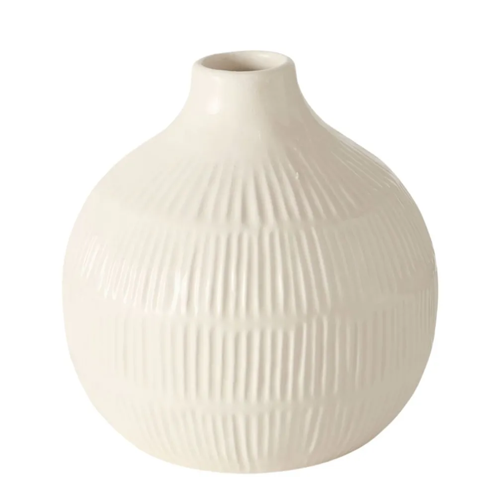 Vase en grès blanc h12cm - Kaylee