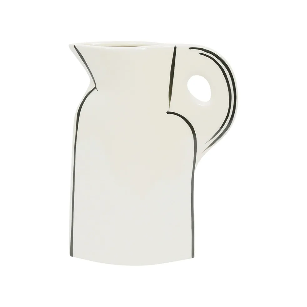 Vase en grès écru et noir h24cm - Lumi