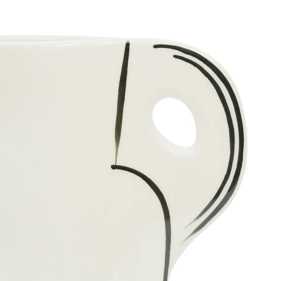 Vase en grès écru et noir h24cm - Lumi