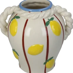 Vase en grès jaune citron 20x16x19cm