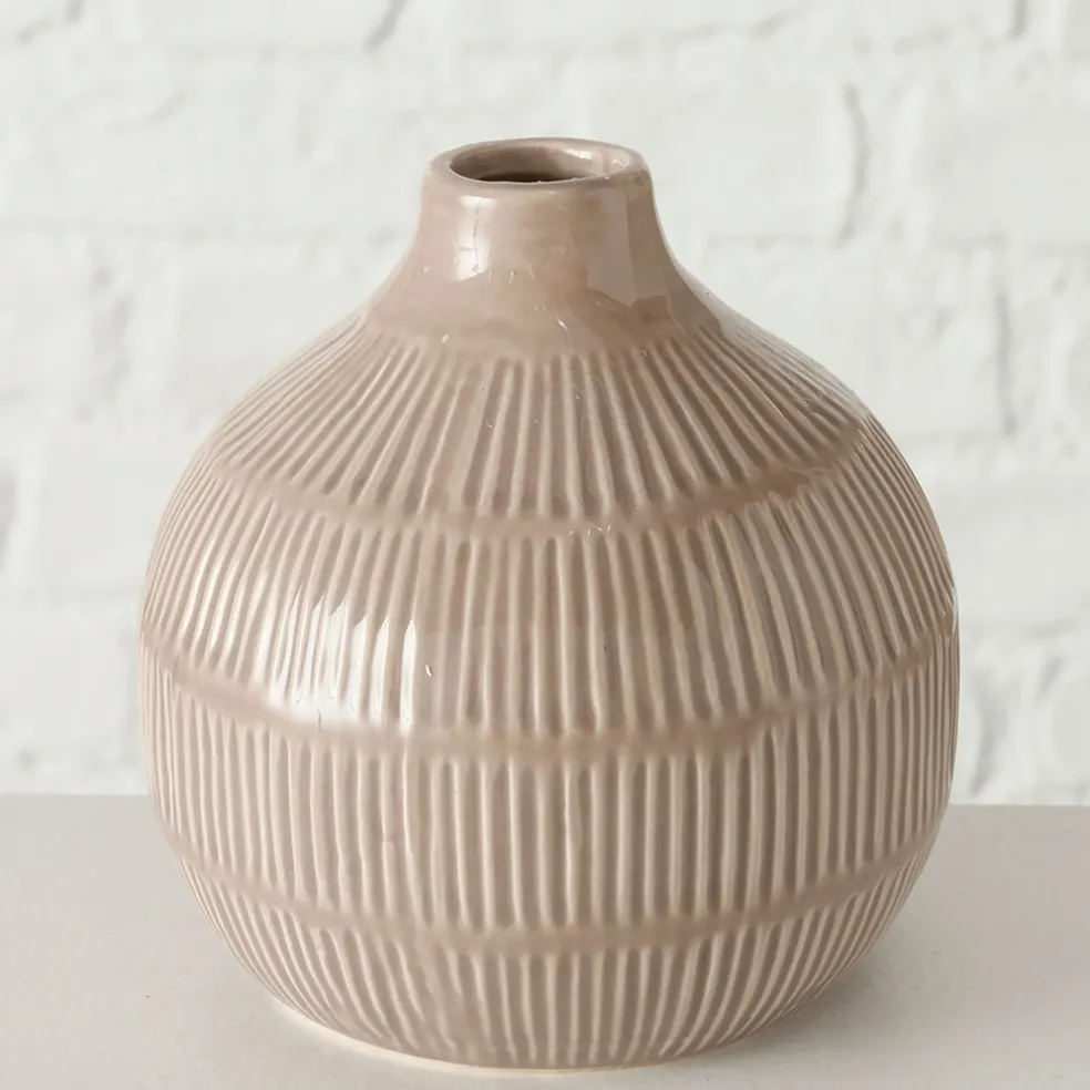 Vase en grès marron h12cm - Kaylee