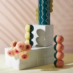 Vase en grès émeraude et corail h29cm - Lumi