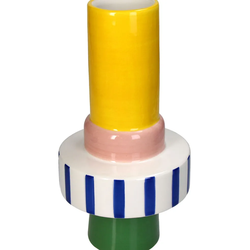 Vase en grès vert et jaune h26cm