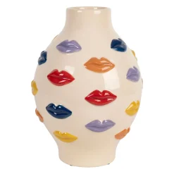 Vase en porcelaine avec lèvres multicolore h30cm - Visage-Arty