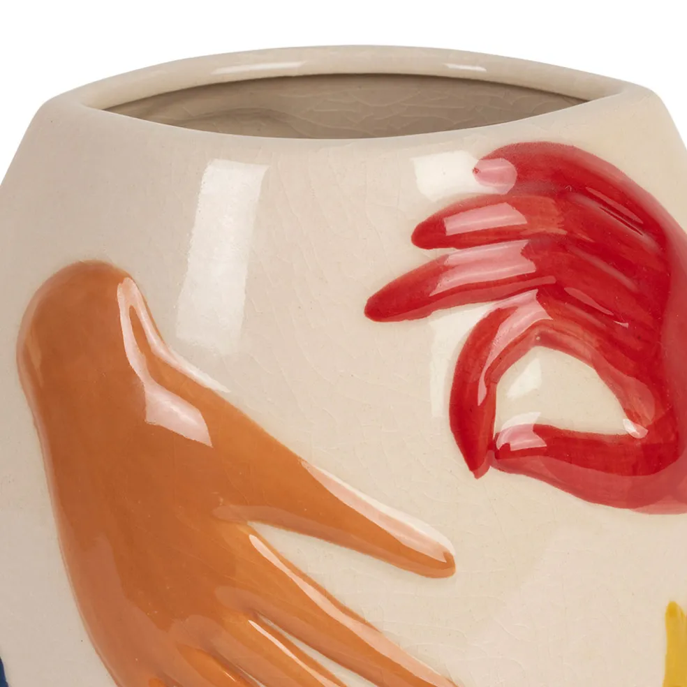 Vase en porcelaine avec mains multicolore h22.5cm - Visage-Arty