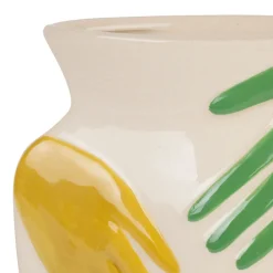 Vase en porcelaine en mains multicolore h23cm - Visage-Arty