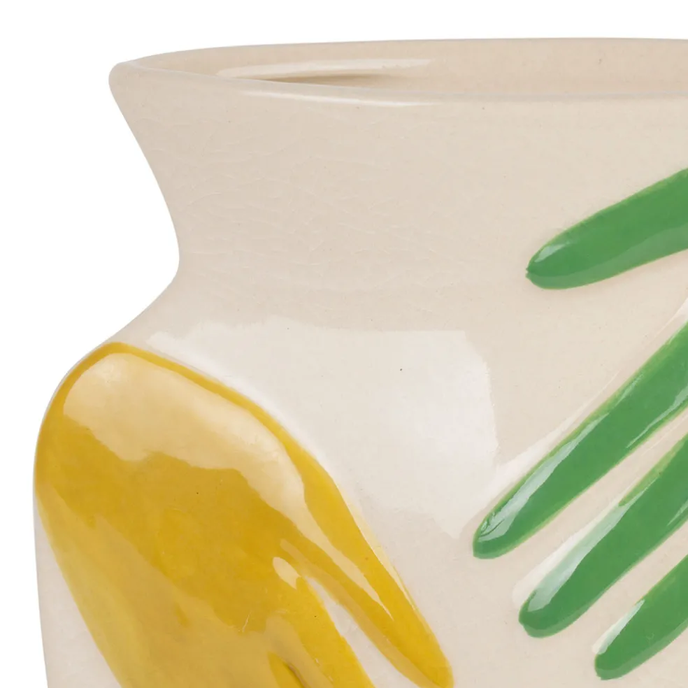 Vase en porcelaine en mains multicolore h23cm - Visage-Arty