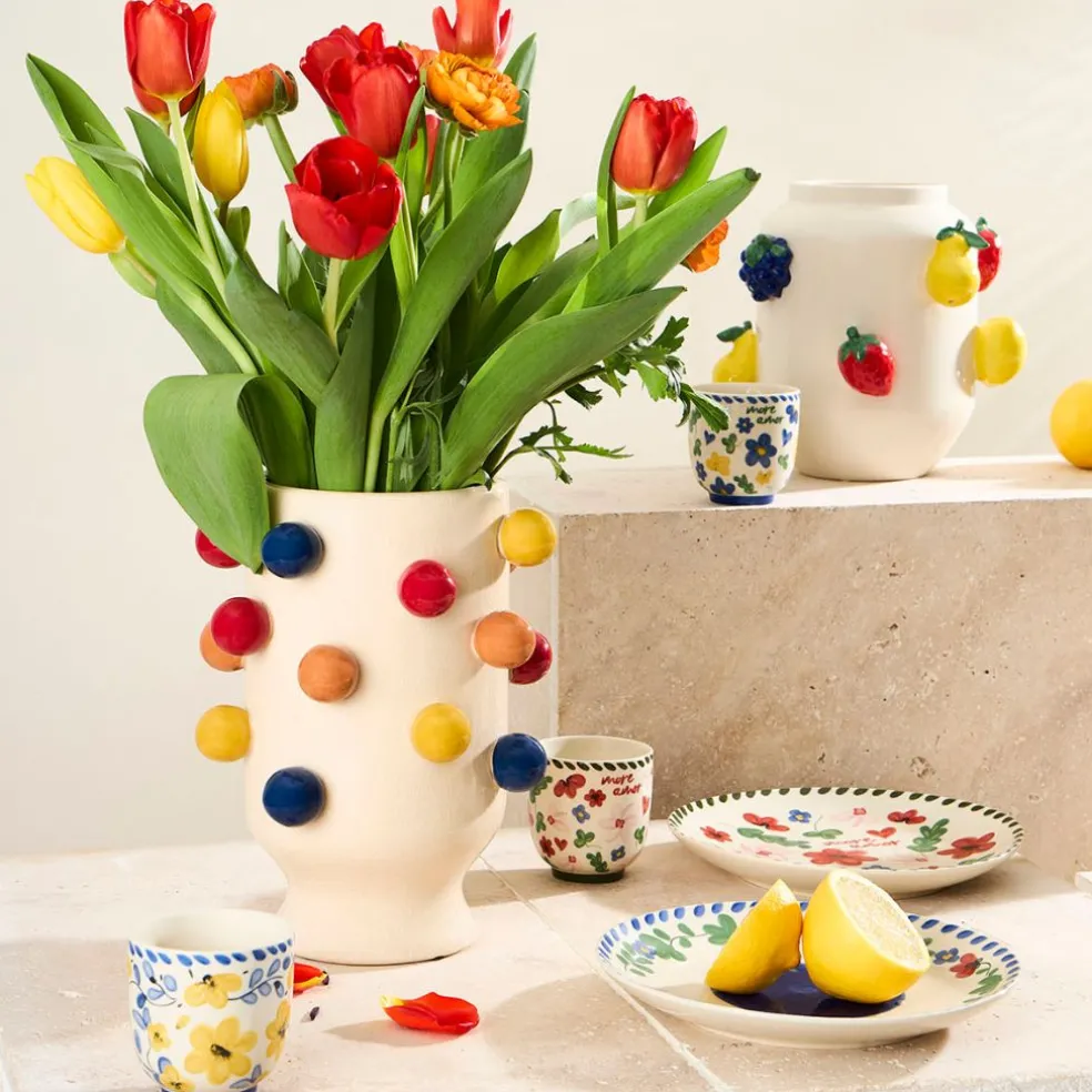 Vase en porcelaine h24cm - Visage Arty