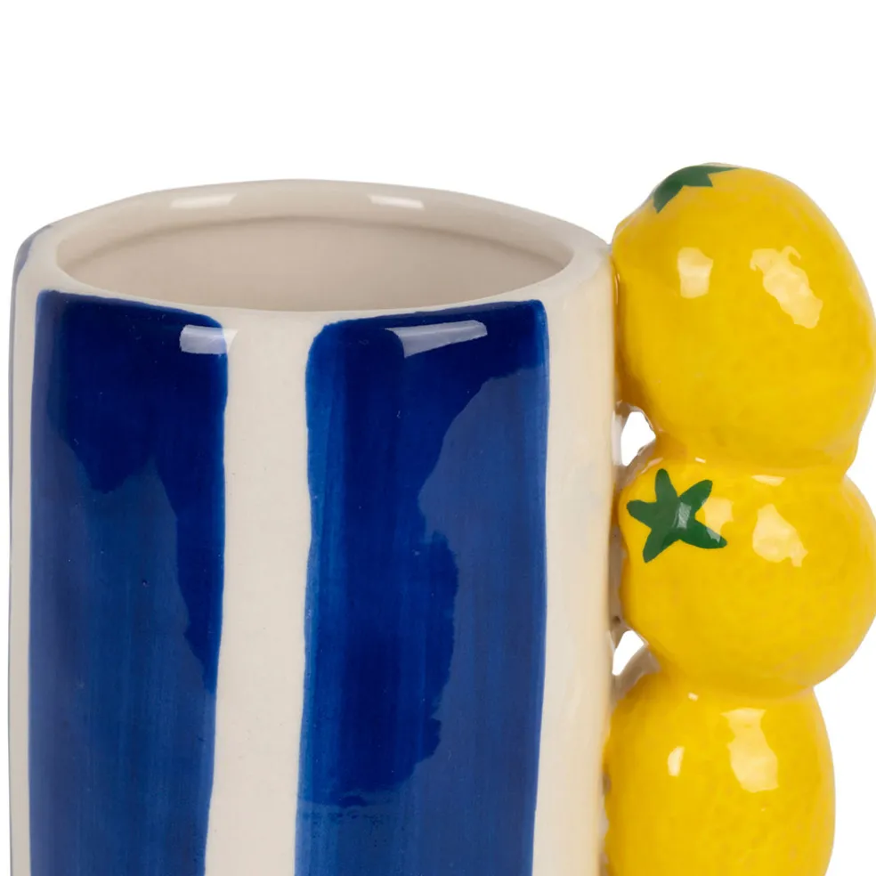 Vase en porcelaine indigo et jaune citron h19cm - Mocoa