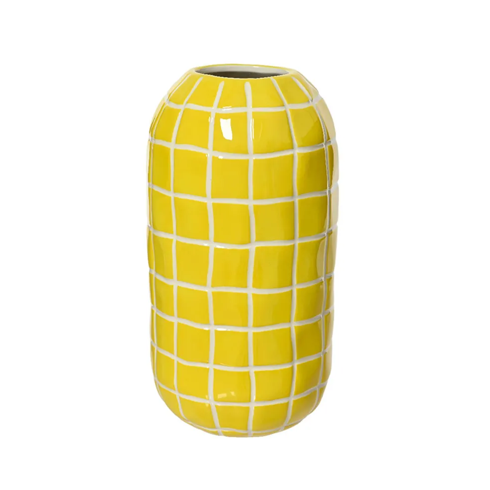 Vase en porcelaine jaune h21cm