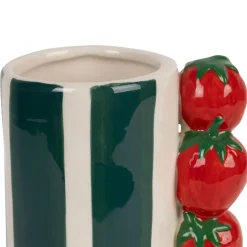 Vase en porcelaine émeraude et rouge fraise h18.5cm - Mocoa