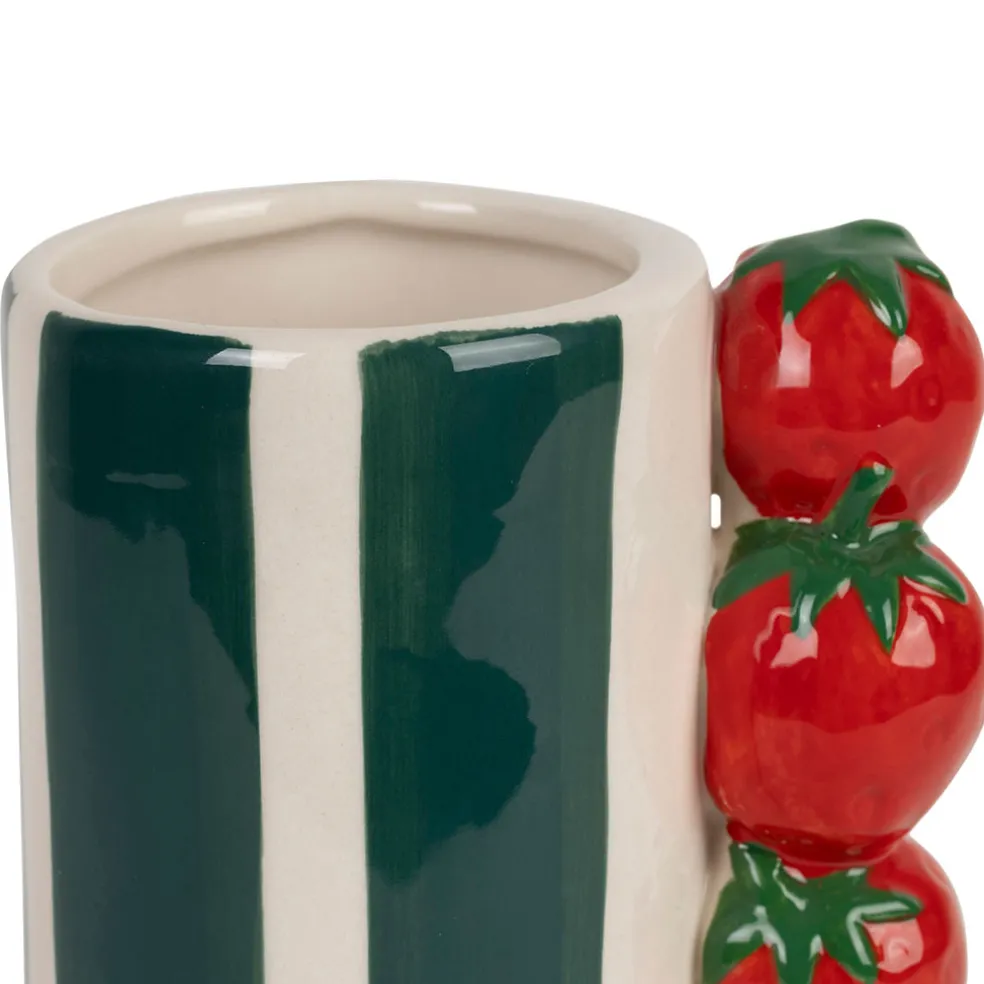 Vase en porcelaine émeraude et rouge fraise h18.5cm - Mocoa