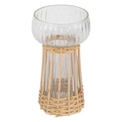 Vase en verre et bambou naturel h15cm - Vanier