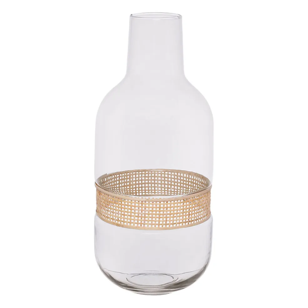 Vase en verre et rotin naturel h35cm - Fantine