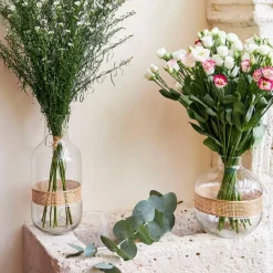 Vase en verre et rotin naturel h23cm - Fantine