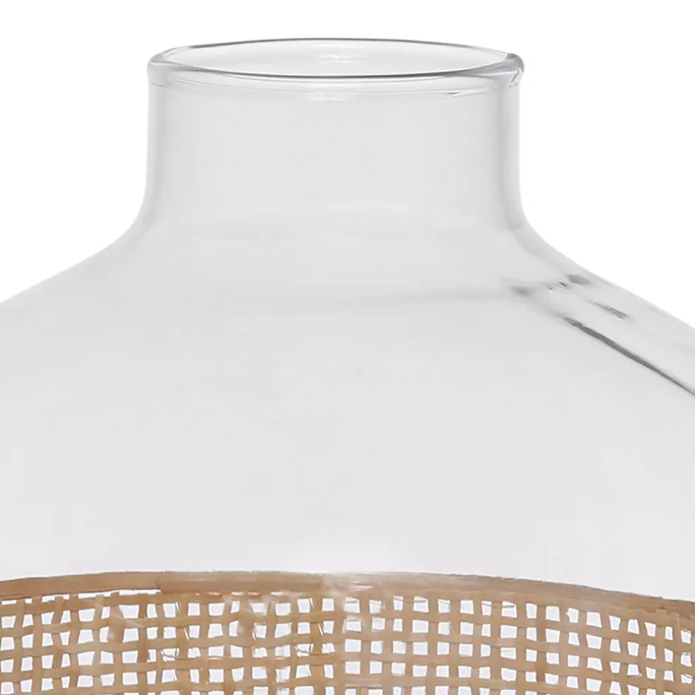 Vase en verre et rotin naturel h23cm - Fantine