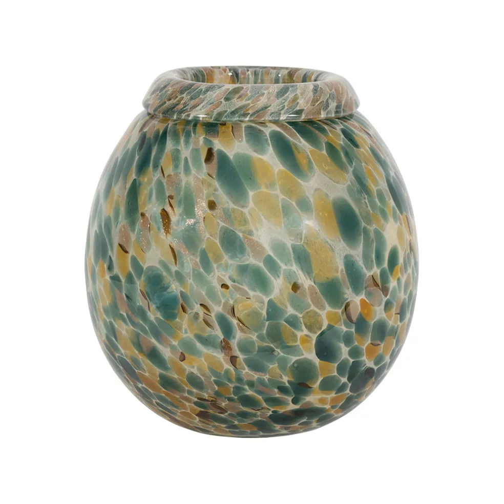 Vase en verre émeraude et doré h23cm - Menorca