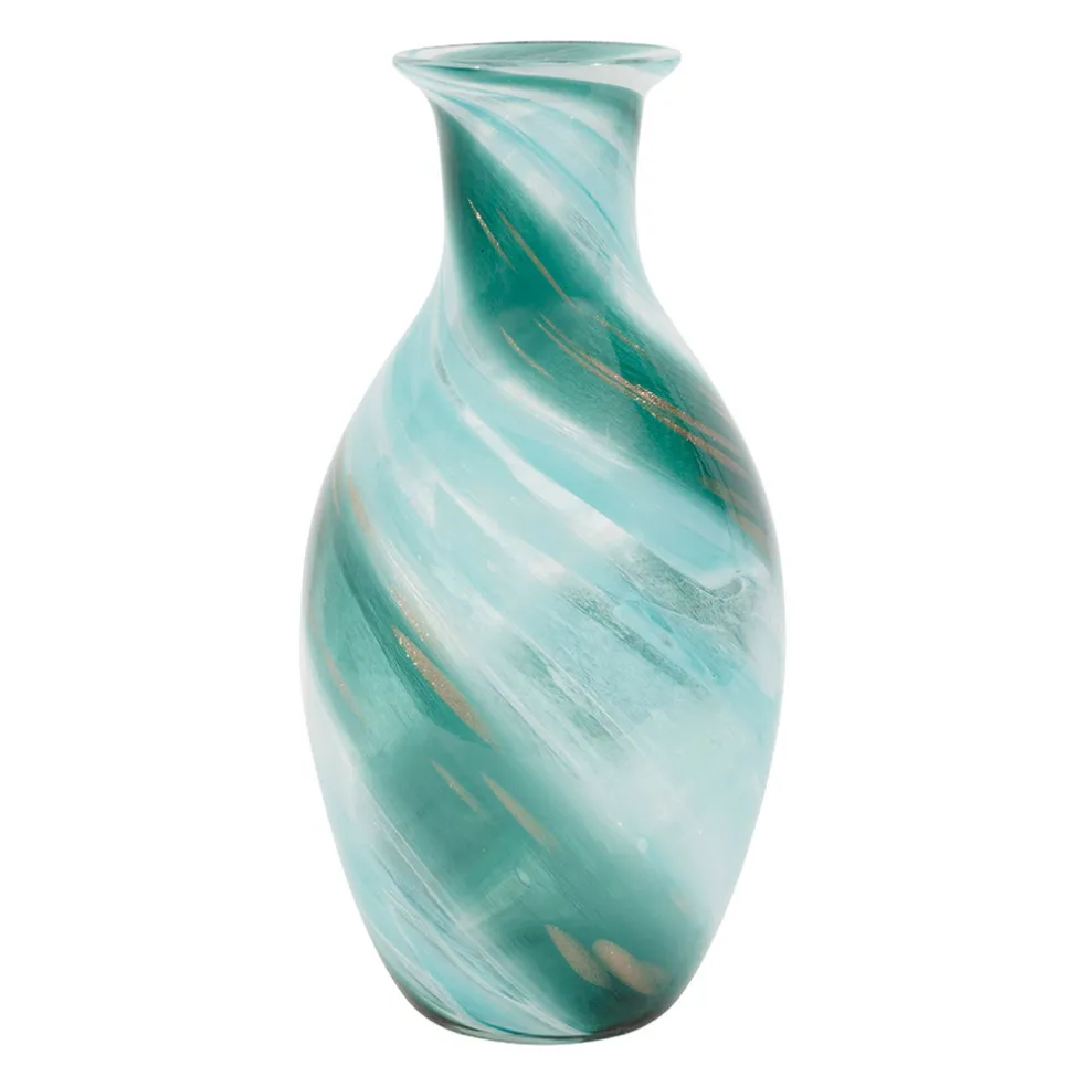 Vase en verre émeraude et doré h32cm - Sablon