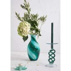 Vase en verre émeraude et doré h32cm - Sablon