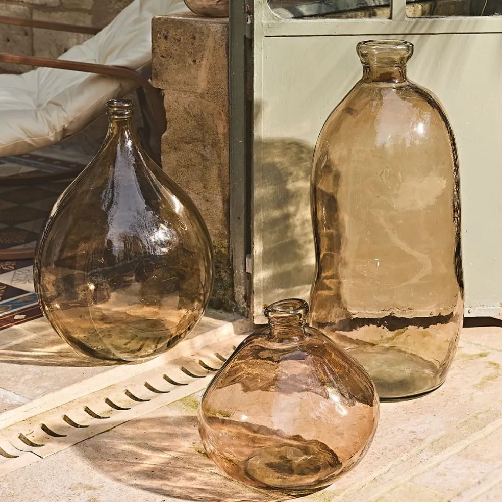 Vase en verre recyclé sablé sable d34xh73cm - Simplicity