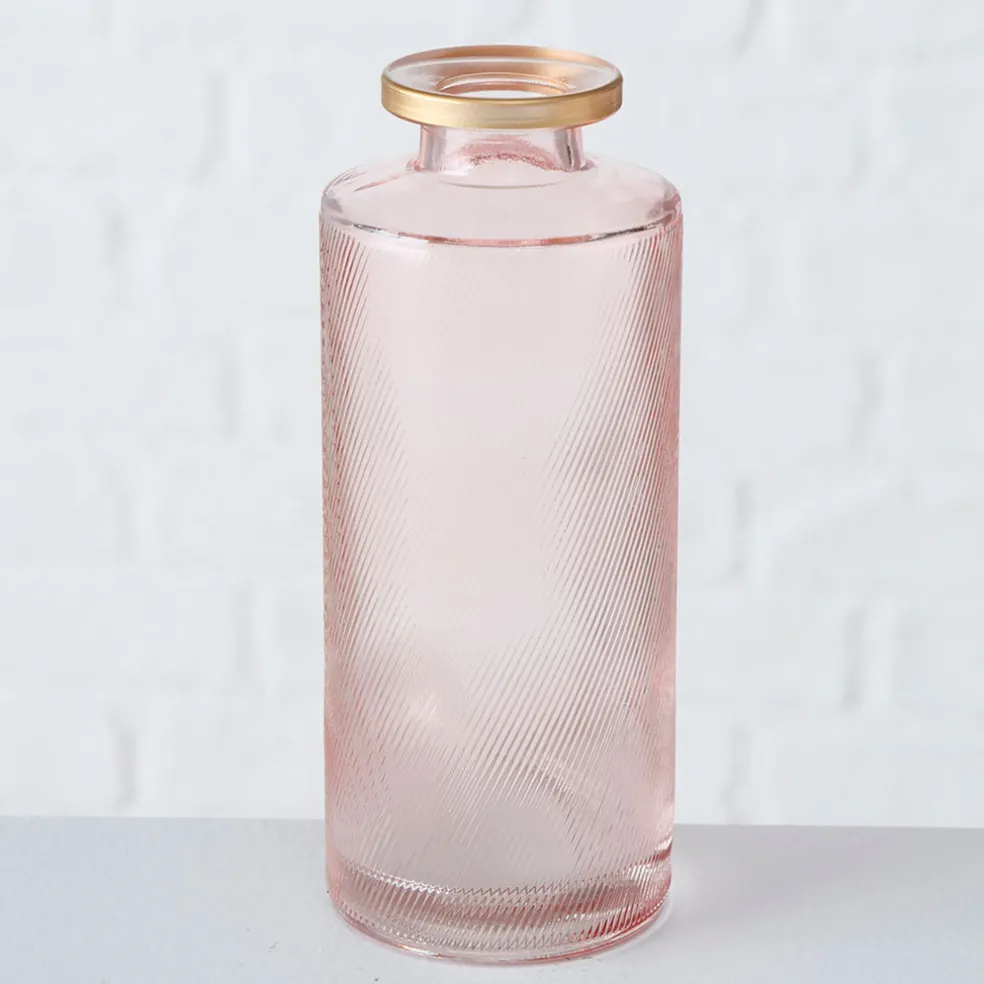 Vase en verre rose et or h13cm - Adore