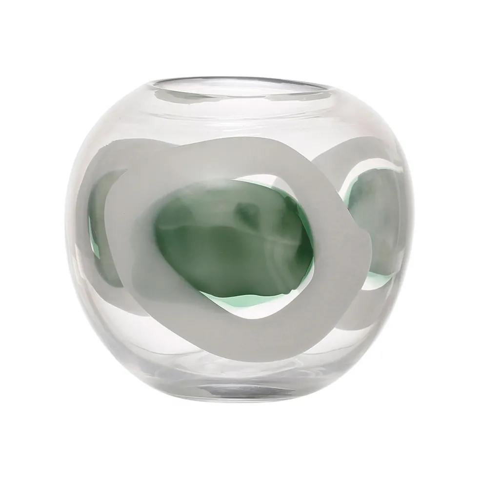 Vase en verre vert d19xh17cm - Eucalyptus