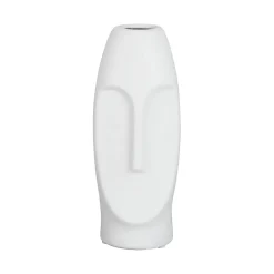 Vase Face Blanc 10X9.5Xh24Cm Gres
