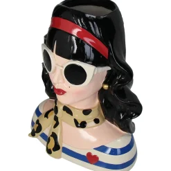 Vase femme brune multicolore h28cm