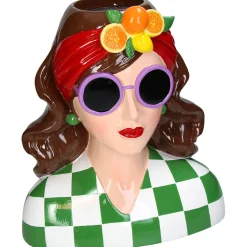 Vase femme châtin multicolore h29cm